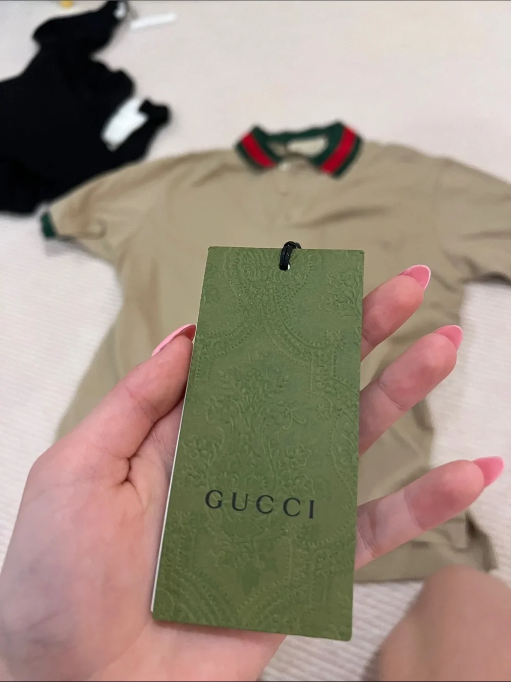 Gucci Beige Polo with Green & Red Trim